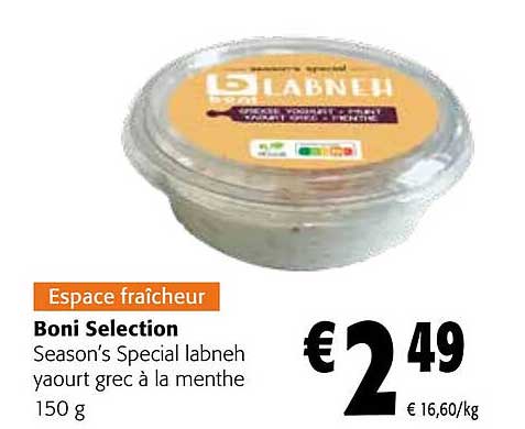 boni selection season's special labneh yaourt grec à la menthe