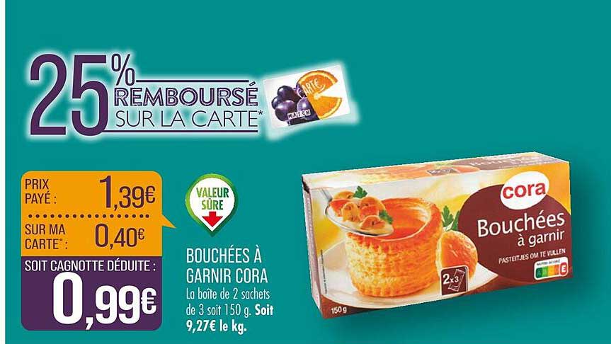 bouchées à garnir cora
