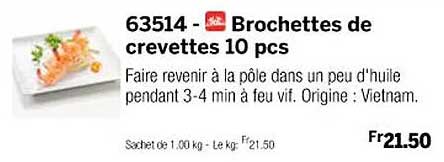 brochettes de crevettes 10 pcs