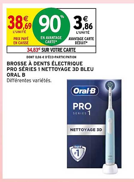brosse à dents électrique pro séries 1 nettoyage 3d bleu oral b