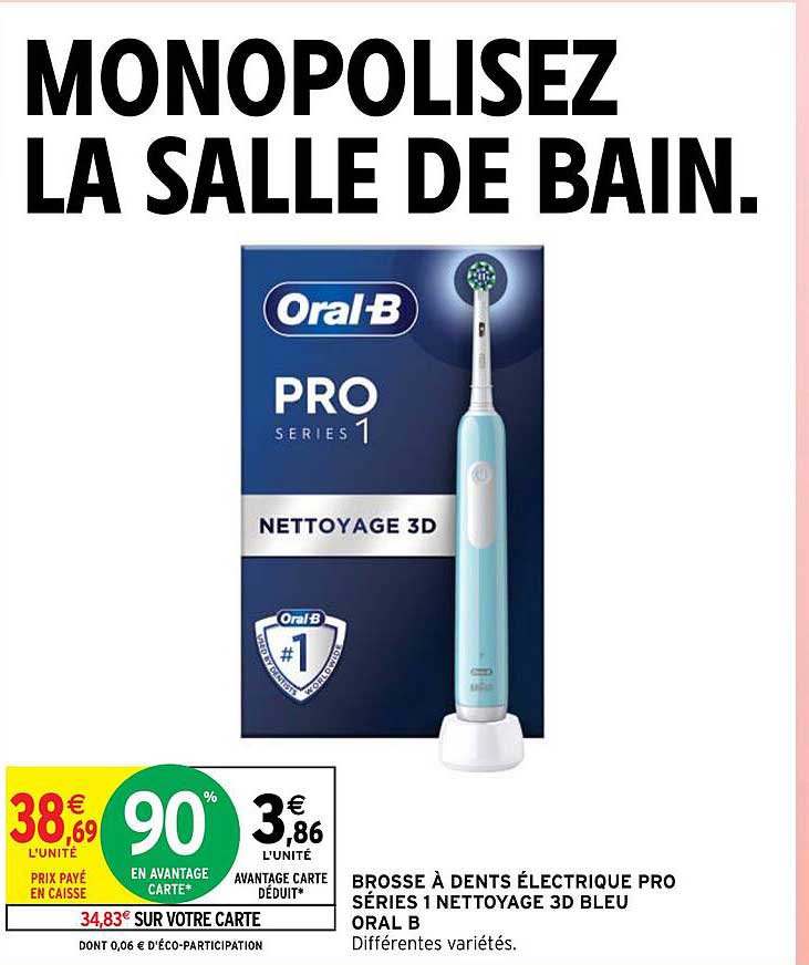 brosse à dents électrique pro séries 1 nettoyage 3d bleu oral b
