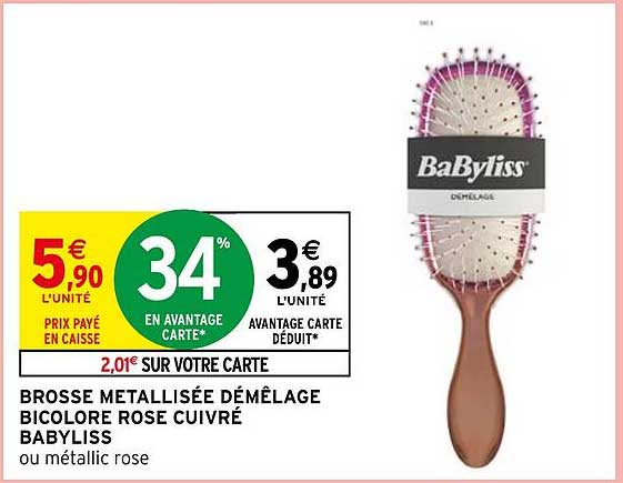 brosse métallisée démêlage bicolore rose cuivrée babyliss