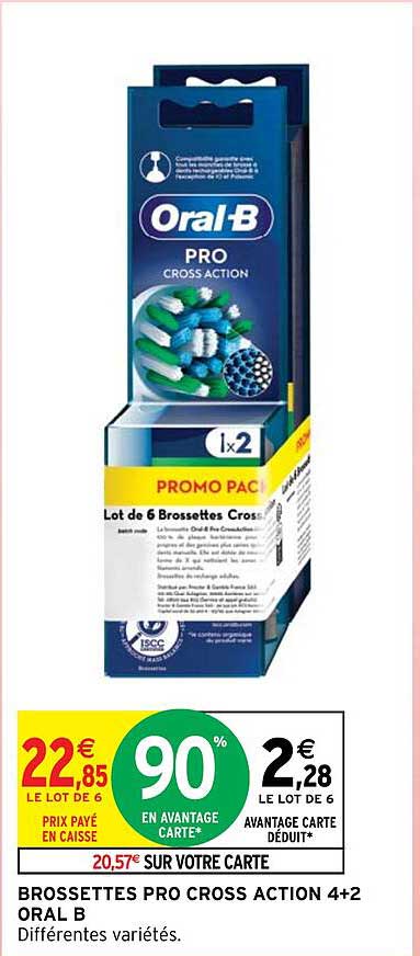 brossettes pro cross action 4+2 oral-b