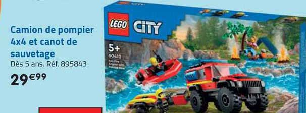 camion de pompier 4x4 et canot de sauvetage lego city