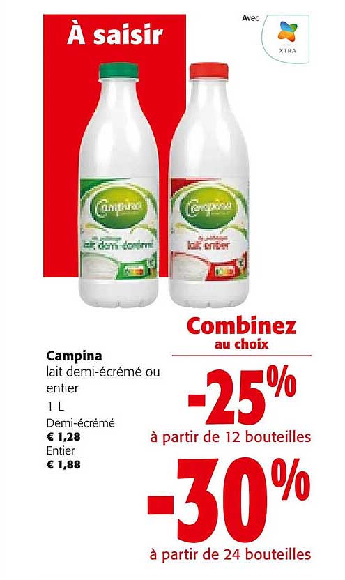 campina lait demi-écrémé ou entier