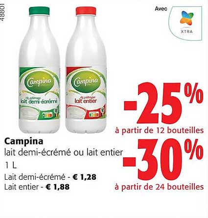 campina lait demi-écrémé ou lait entier