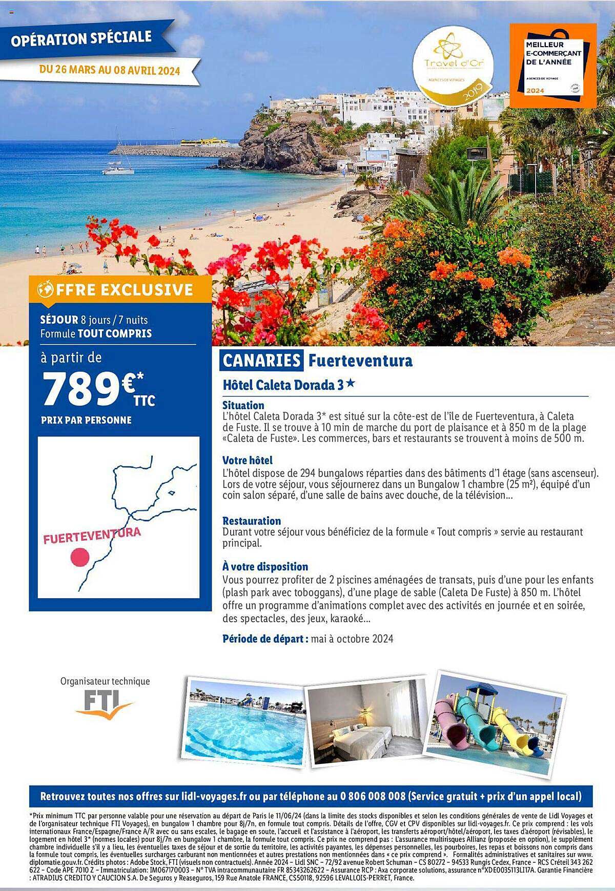 canaries fuerteventura : hôtel caleta dorada 3*