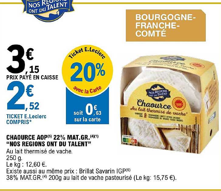 chaource aop 22% mat.gr. "nos régions ont du talent"