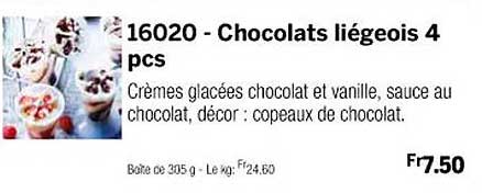 chocolats liégeois 4 pcs
