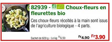 choux-fleurs en fleurettes bio