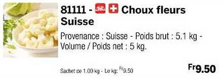 Choux Fleurs Suisse