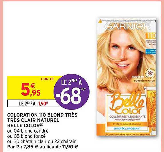 Coloration 110 Blond Très Très Clair Naturel Belle Color