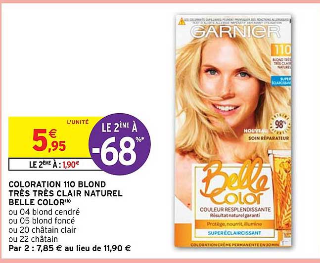 coloration 110 blond très très clair naturel belle color