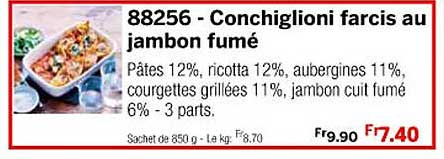 Conchiglioni Farcis Au Jambon Fumé