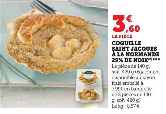 coquille saint jacques à la normande 29% de noix