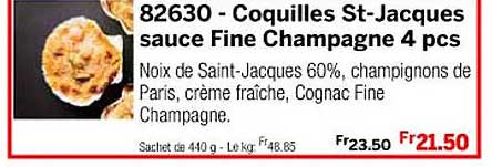 coquilles st-jacques sauce fine champagne 4 pcs