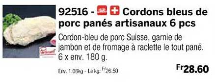 cordons bleus de porc panés artisanaus 6 pcs