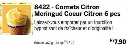 cornets citron meringué cœur citron 6 pcs