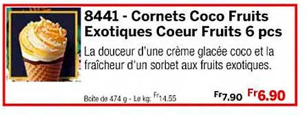 cornets coco fruits exotiques cœur fruits 6 pcs