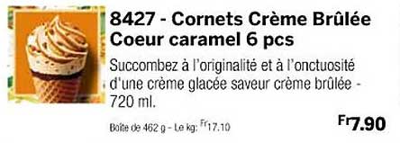 cornets crème brûlée cœur caramel 6 pcs