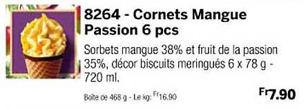 cornets mangue passion 6 pcs