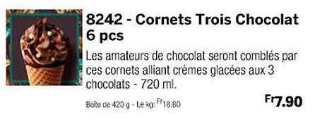 cornets trois chocolat 6 pcs