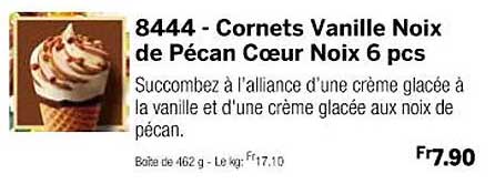 cornets vanille noix de pécan cœur noix 6 pcs