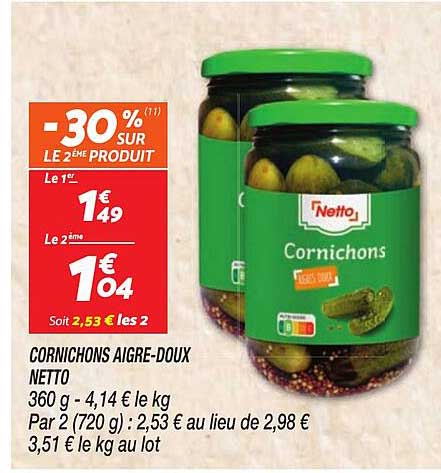 Cornichons Aigre-doux Netto