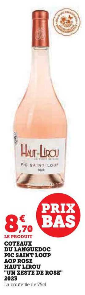 côteaux du languedoc pic saint loup aop rosé haut lirou "un zeste de rose" 2023