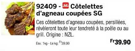 côtelettes d'agneau coupées sg