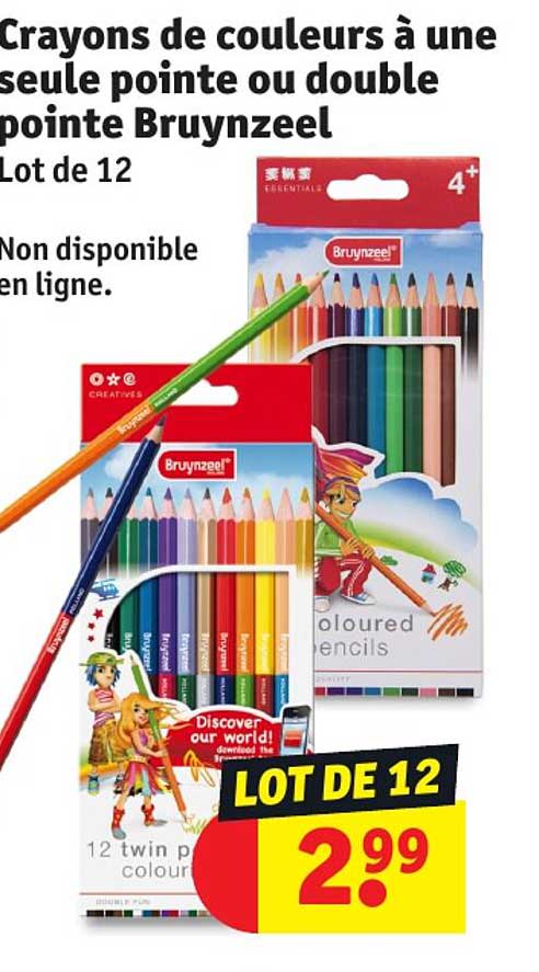 crayons de couleurs à une seule pointe ou double pointe bruynzeel