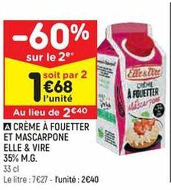 crème à fouetter et mascarpone elle & vire 35% m.g.