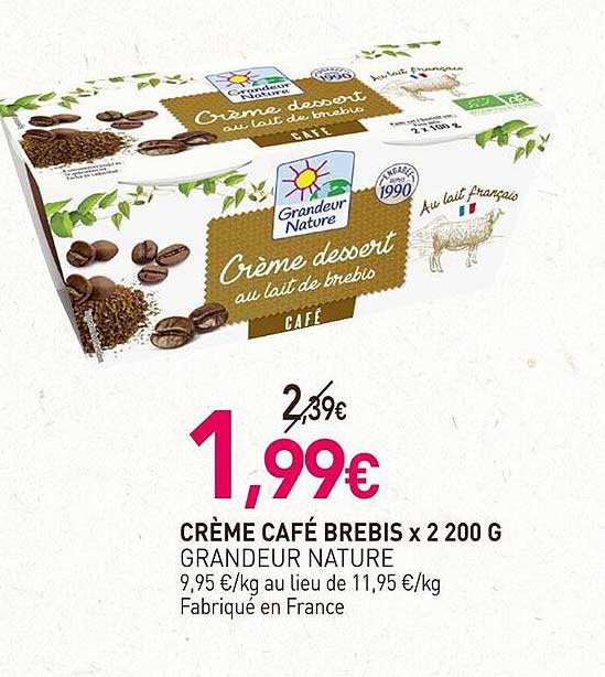 crème café brebis x 2 200 g grandeur nature