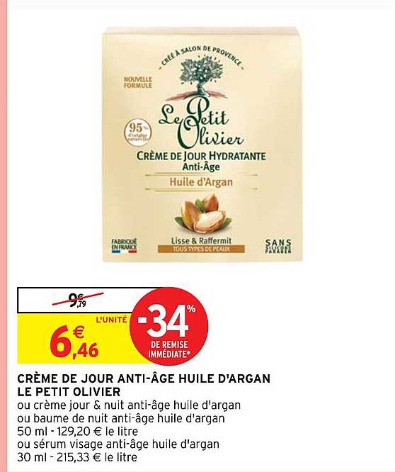 crème de jour anti-âge huile d'argan le petit olivier