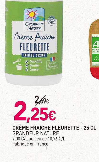 crème fraîche fleurette grandeur nature - 25 cl
