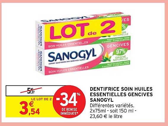 dentifrice soin huiles essentielles gencives sanogyl