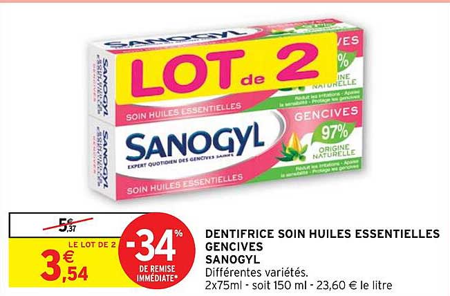 dentifrice soin huiles essentielles gencives sanogyl