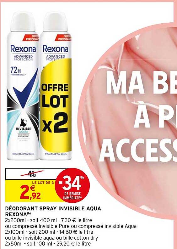 Déodorant Spray Invisible Aqua Rexona