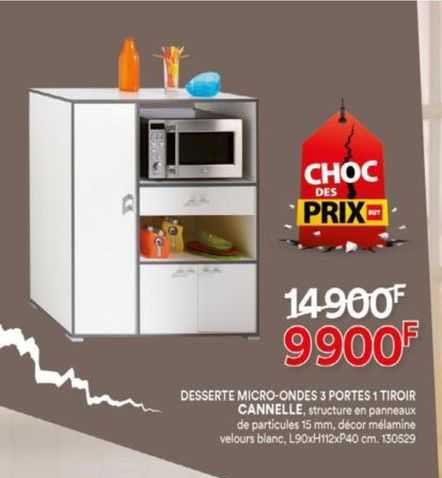 desserte micro-ondes 3 portes + 1 tiroir cannelle
