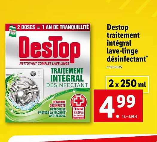 destop traitement intégral lave-linge désinfectant