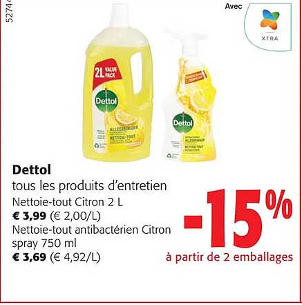 dettol touts les produits d'entretien