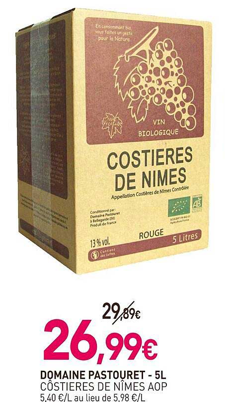 domaine pastouret 5l côstières de nîmes aop