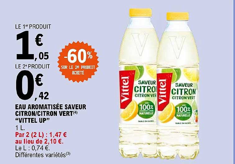 eau aromatisée saveur citron/citron vert "vittel up"