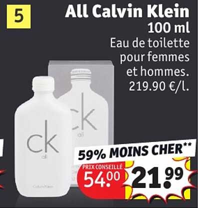 eau de toilette pour femmes et hommes all calvin klein 100 ml