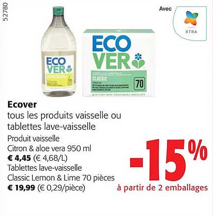 ecover tous les produits vaisselle ou tablettes lave-vaisselle