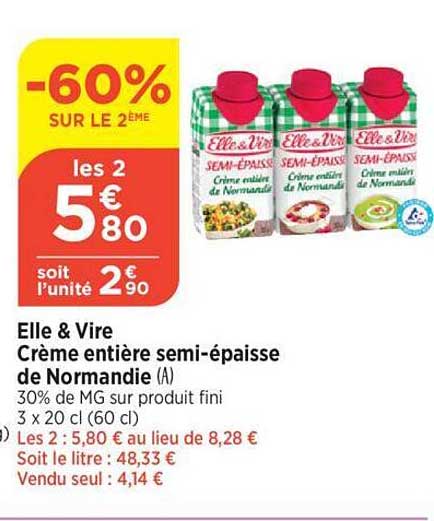elle & vire crème entière semi-épaisse de normandie
