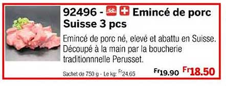 emincé de porc suisse 3 pcs