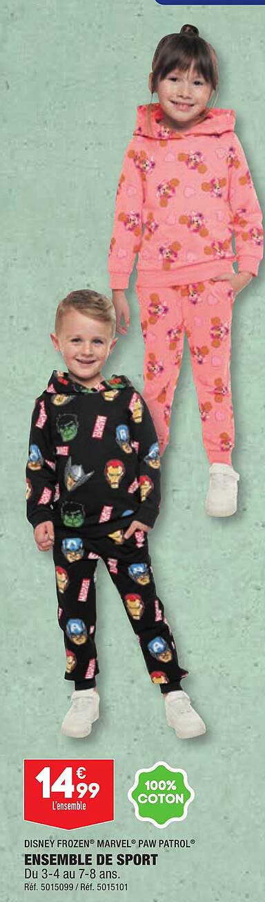 ensemble de sport disney frozen marvel paw patrol
