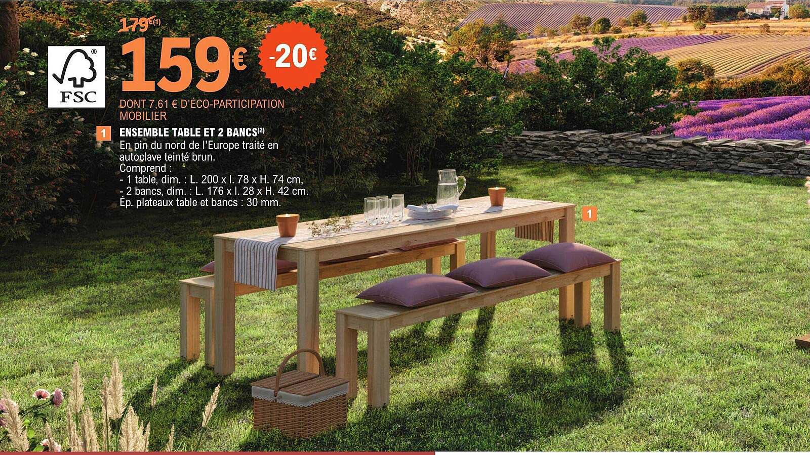 Ensemble Table Et 2 Bancs