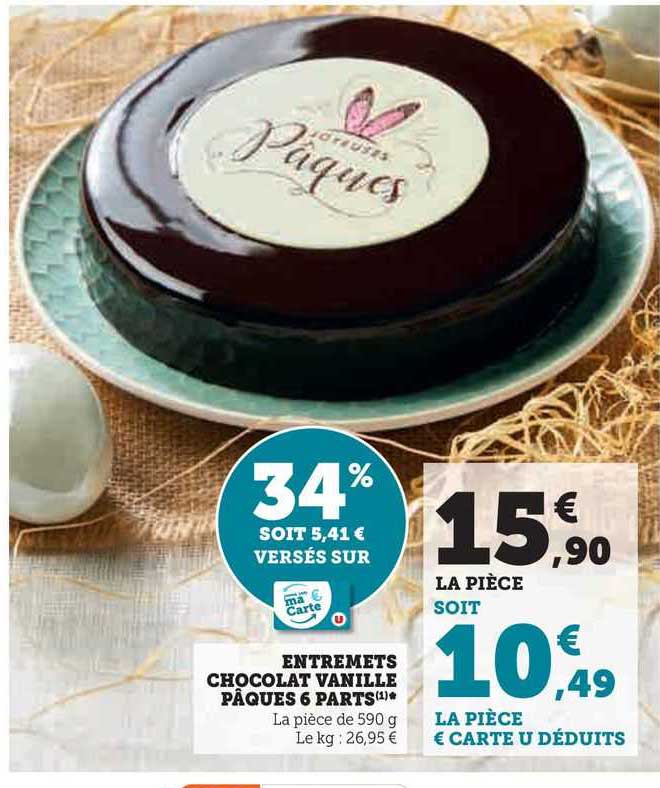 Entremets Chocolat Vanille Pâques 6 Parts